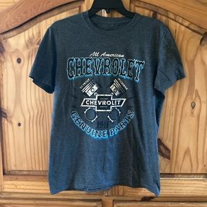 Men’s All American Chevrolet gray blue short sleeve t-shirt - size S